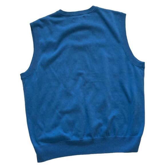 Bundle 2 Saddlebred Cotton Golf Preppy Sweater Vests Blue, Red, Diamond L - Picture 3 of 11